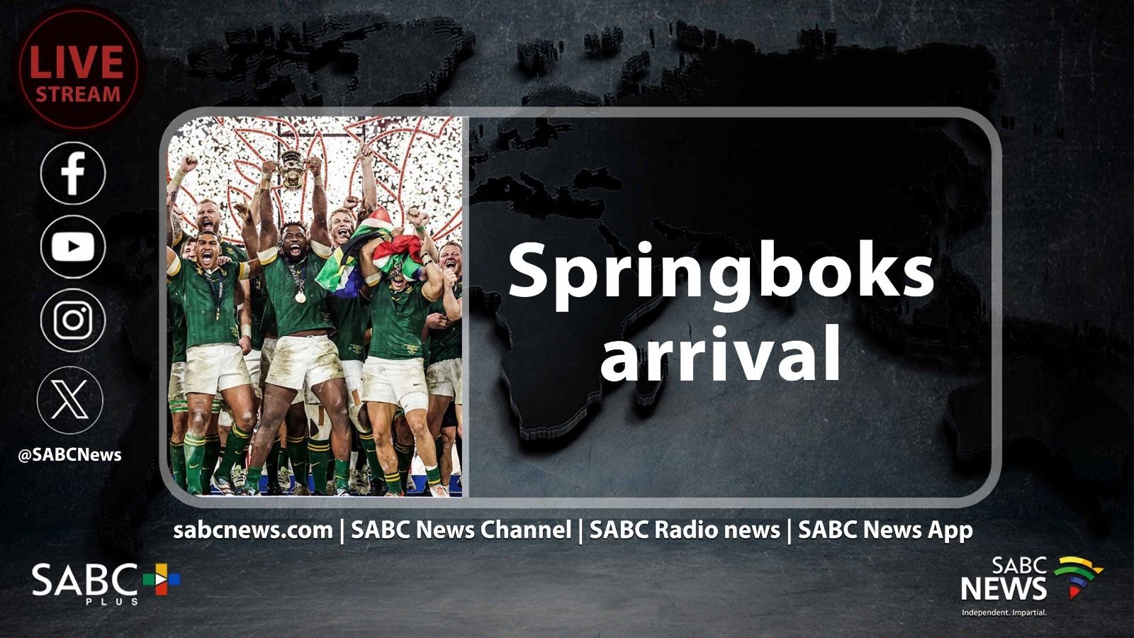 LIVE: 2023 Rugby World Cup Champions, The Springboks, Arrive ... SABC ...